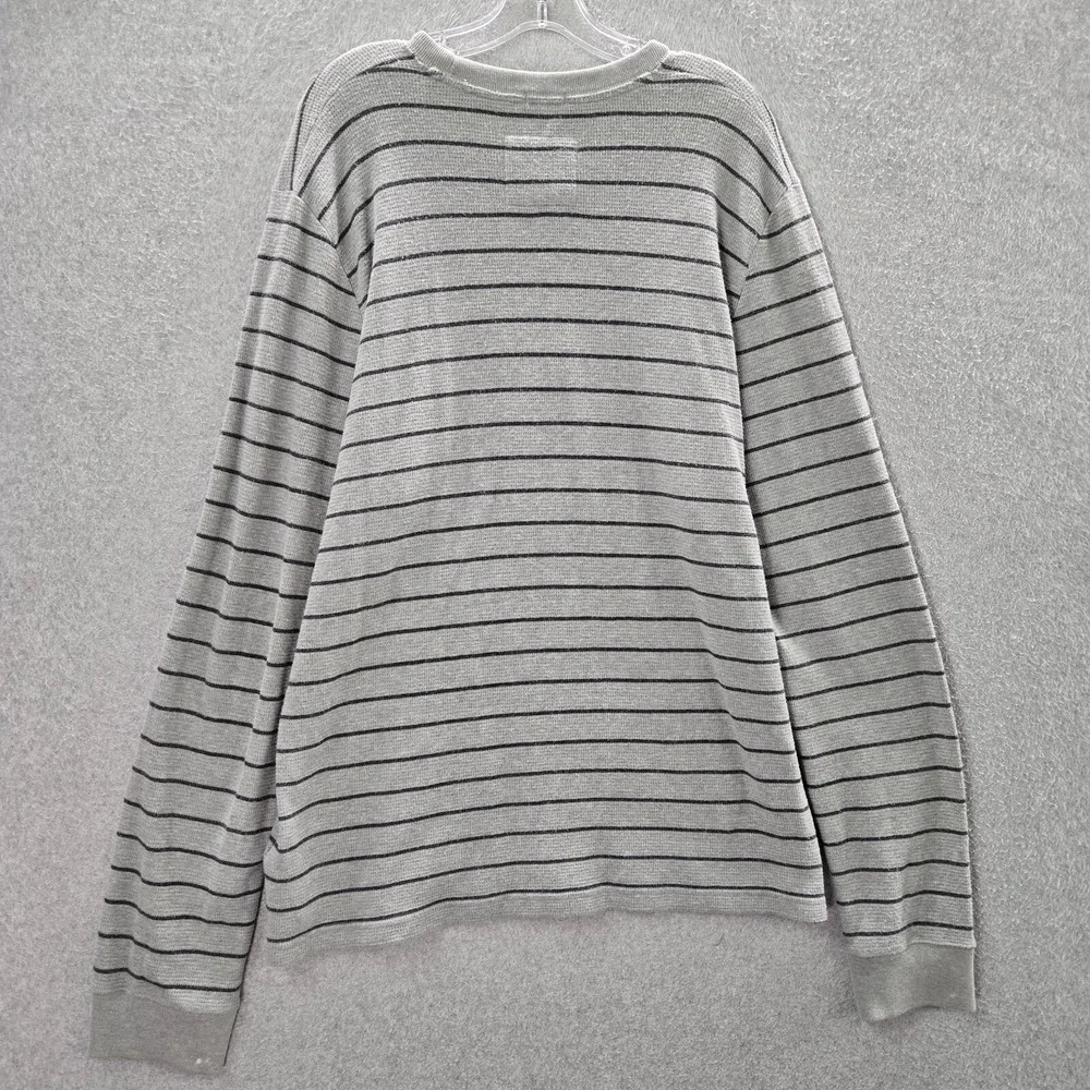 Abercrombie & Fitch Men Sweater 2XL Gray Striped Y2K Muscle Logo Moose Embroider
